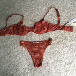 Cosabella underwire bra(34d)and panty(S) set copper